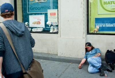 Homeless person unconscious outside