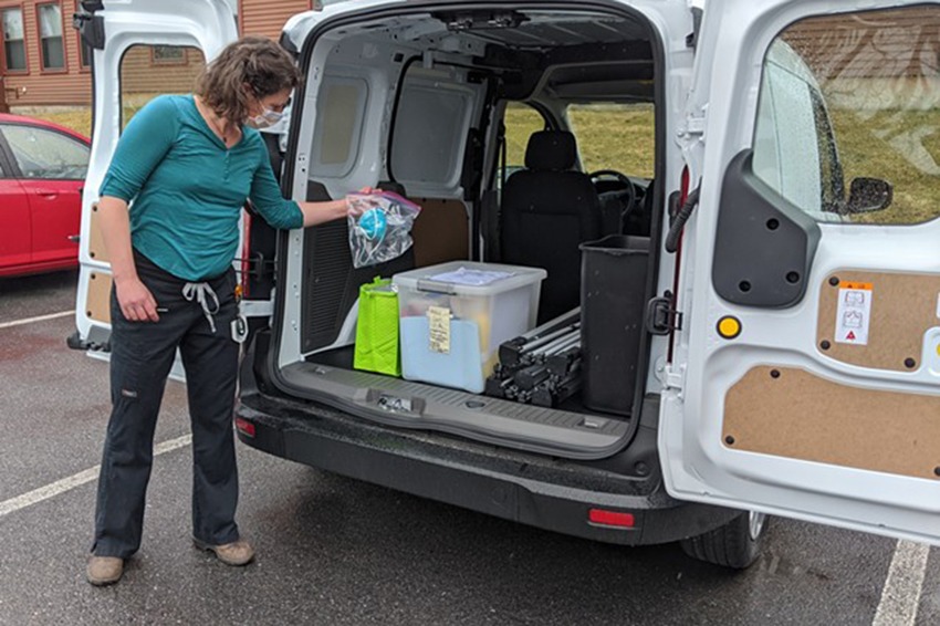 Anna Lisa Reynolds with the mobile testing van in Vermont. Photo courtesy of Courtney Lamdin/Seven Days