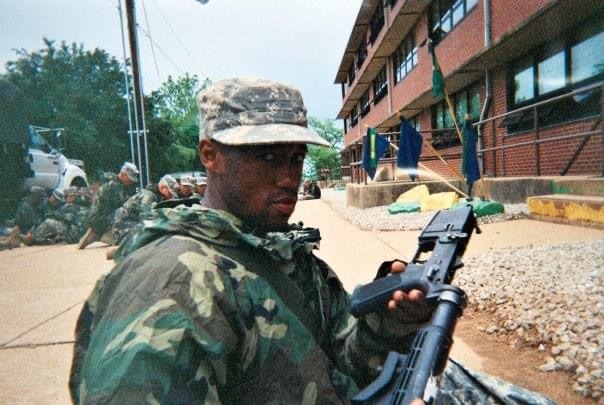 Kyle Jackson in Army fatigues