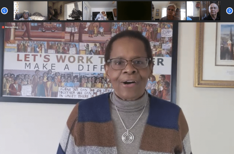 Edith Guffey, Lawrence resident and conference minister for the United Church of Christ Kansas-Oklahoma Conference, gave the keynote address at Justice Matters' virtual Martin Luther King Jr. event on Jan. 18. Via Justice Matters