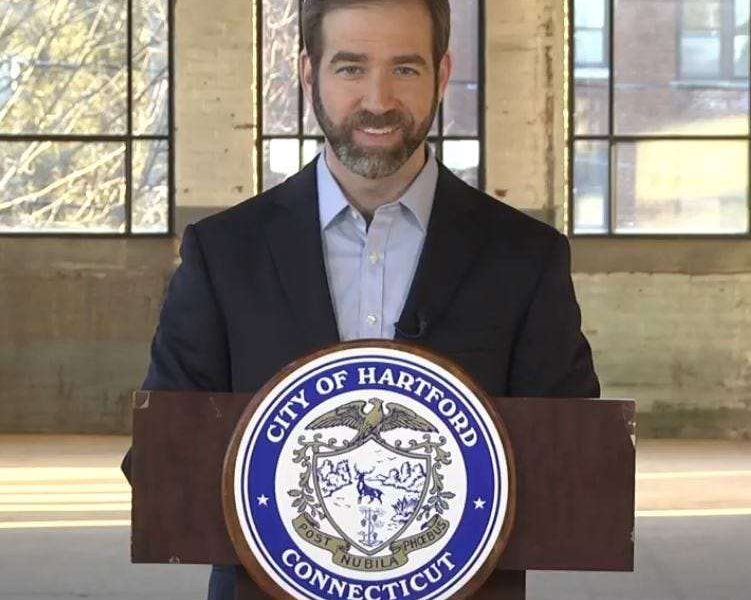 Hartford Mayor Luke Bronin delivers his State of the City address. (Credit: Radio.com)