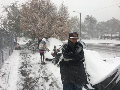 Record numbers of people headed to shelters during the storm. (Credit: Sarah Fleming)