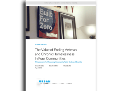 Today, the Urban Institute published research that examines the community-level impacts of ending homelessness for a population.