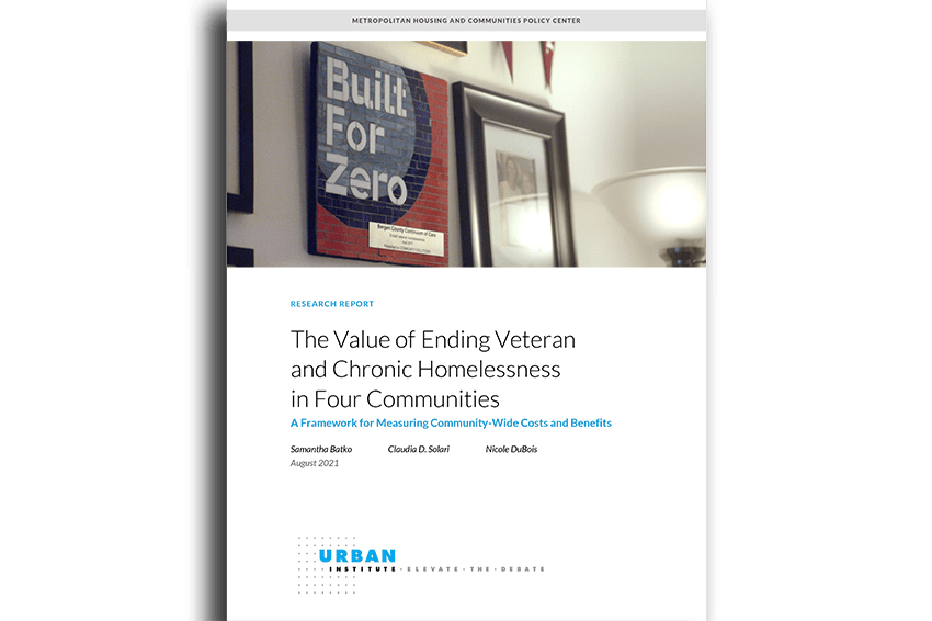 Today, the Urban Institute published research that examines the community-level impacts of ending homelessness for a population.