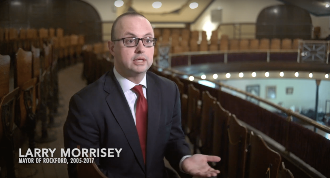 Screenshot of former Rockford Mayor Larry Morrissey in video speaking