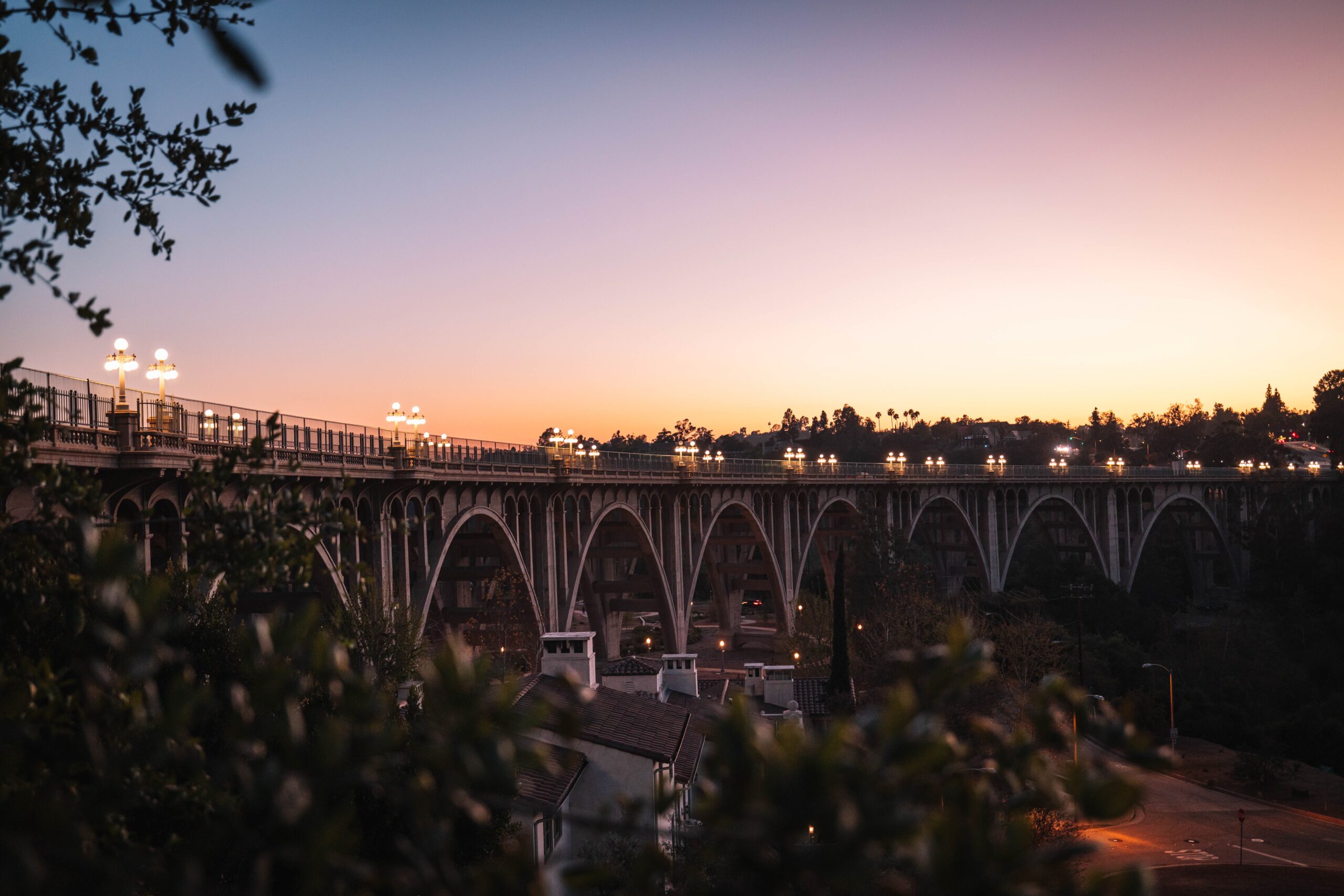 Pasadena bridge at dusk