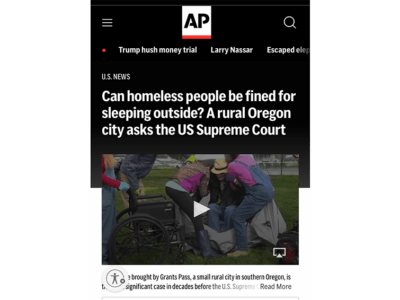 From the AP: Can homeless people be fined for sleeping outside? A rural Oregon city asks the US Supreme Court
